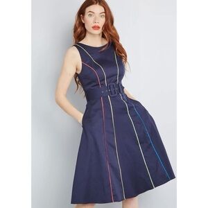 ModCloth Between the Lines Belted Dress